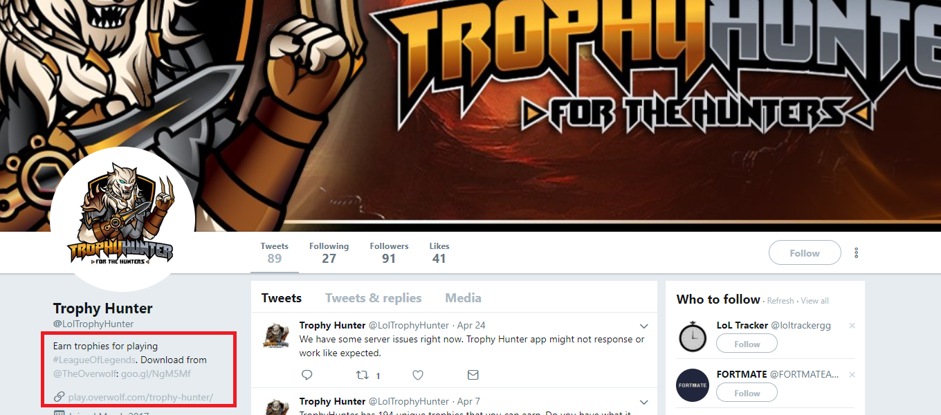Trophy Hunter’s Twitter page